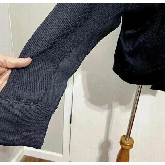 FREE PEOPLE | Santa Clara Long Sleeve Thermal Knit Top in Black NWT Size Medium - Picture 9 of 13